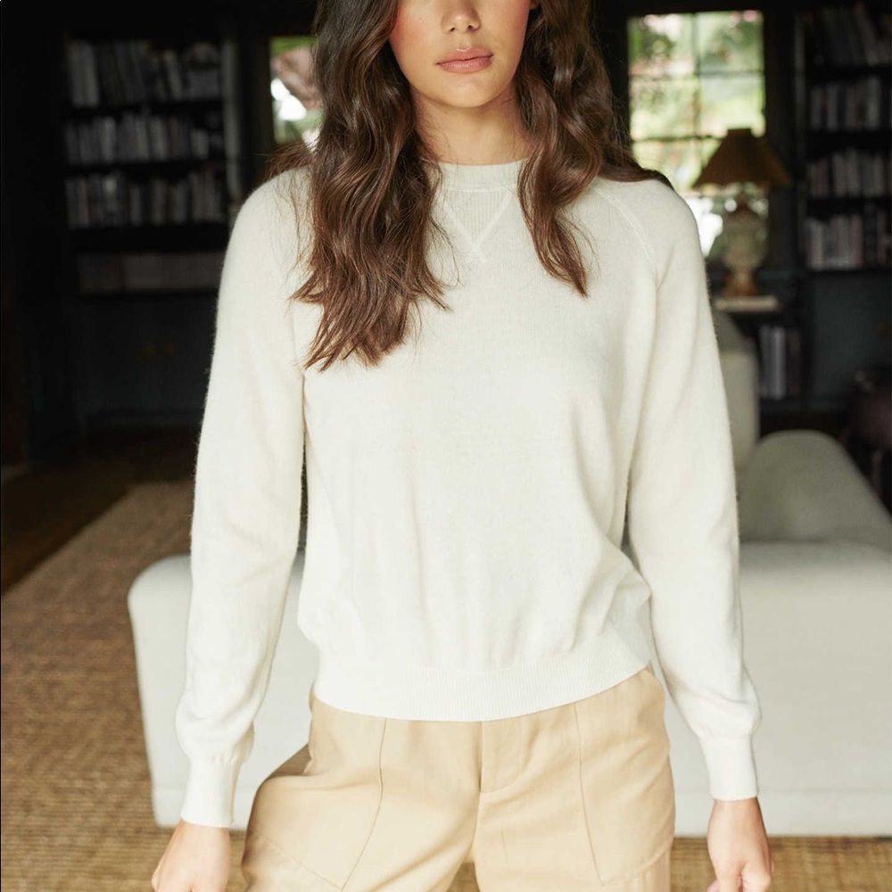 Quince XS White 100% Cashmere Sweater